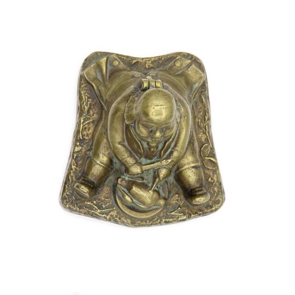 Antique Daniel Lambert Brass Inkwell: English Office Decor, 1900s - Picture 7 of 10